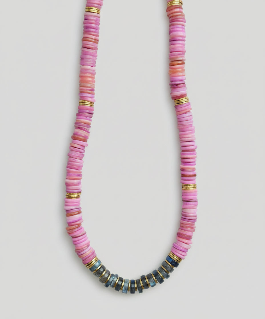 Orchid and Labradorite bead necklace