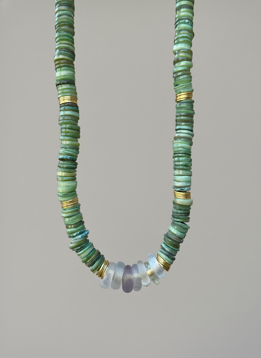 Fern and Glass beaded necklace