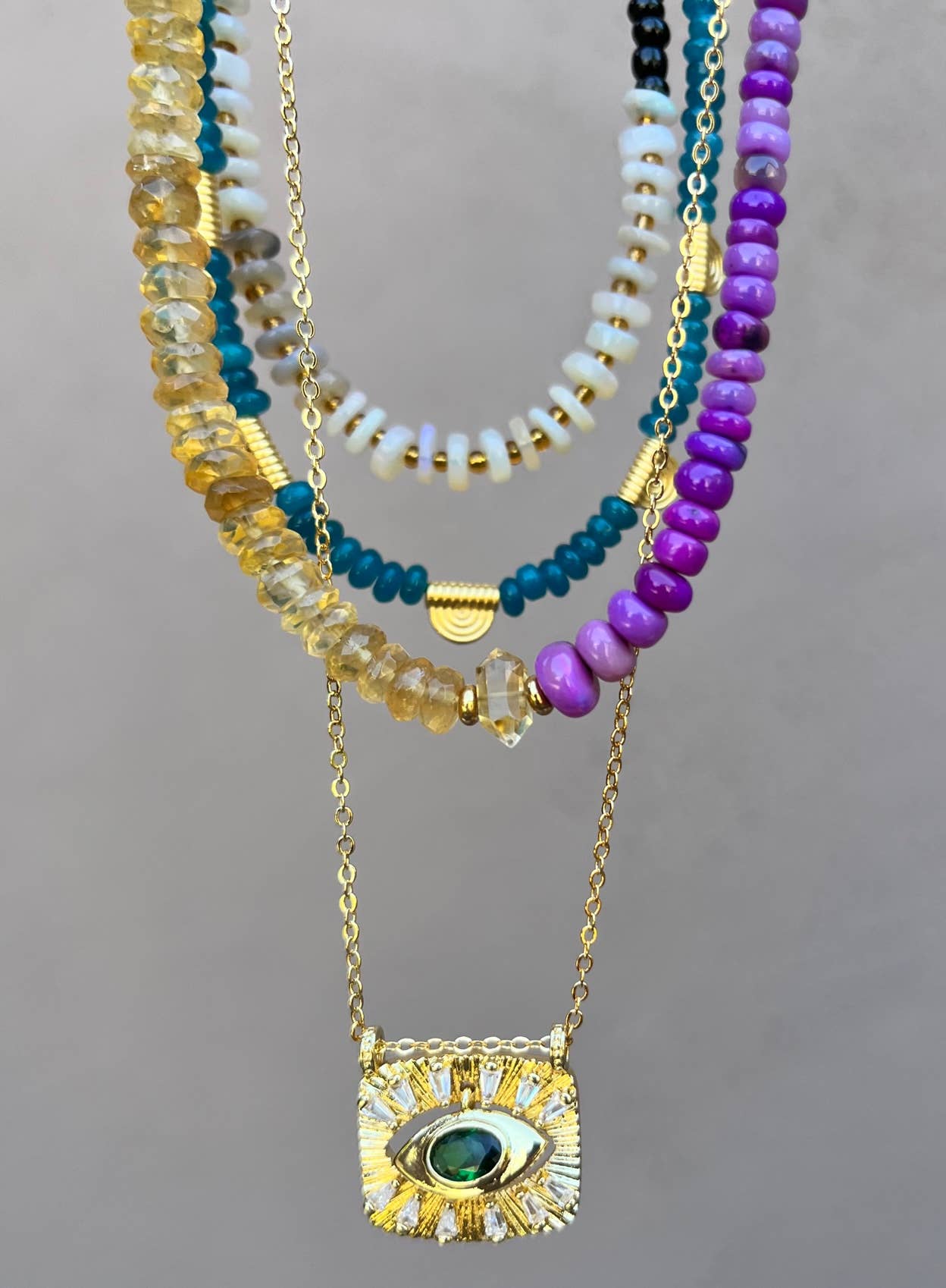 Ethiopian Purple Opal & Citrine Necklace