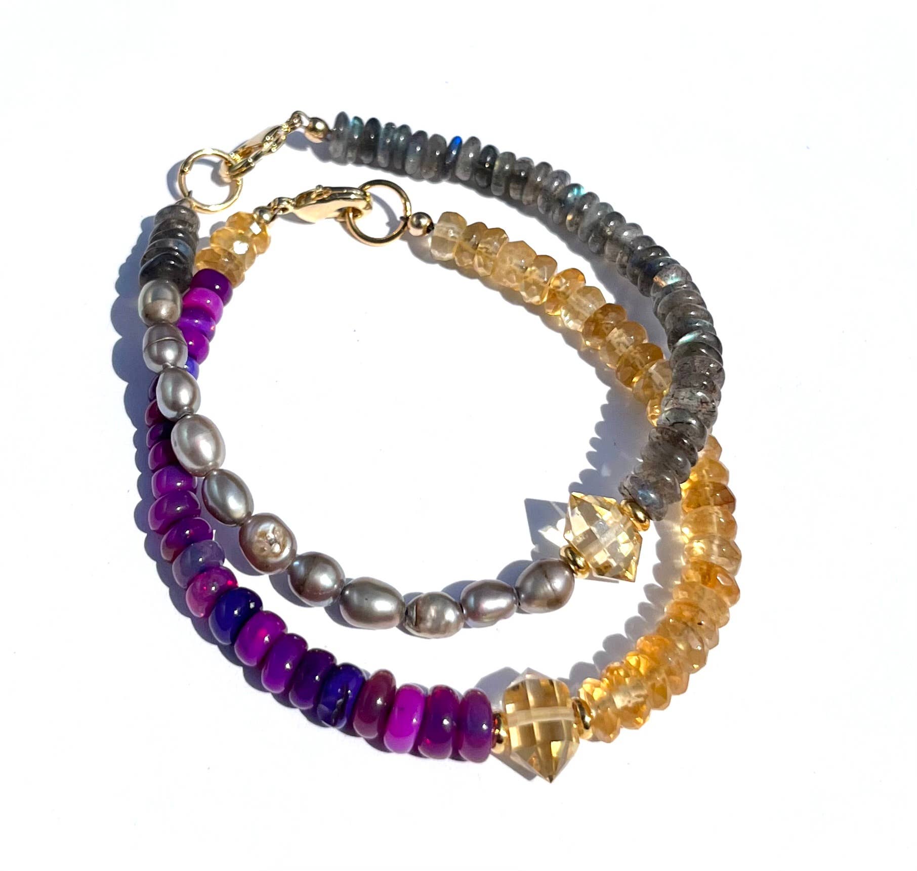 Ethiopian Purple Opal & Citrine Bracelet