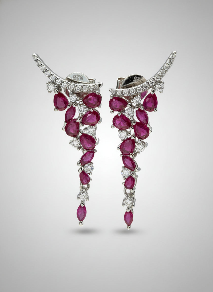 Ruby Ear Climber Waterfall Earrings