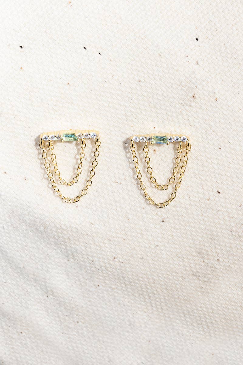 Peridot Waterfall Chain Earrings