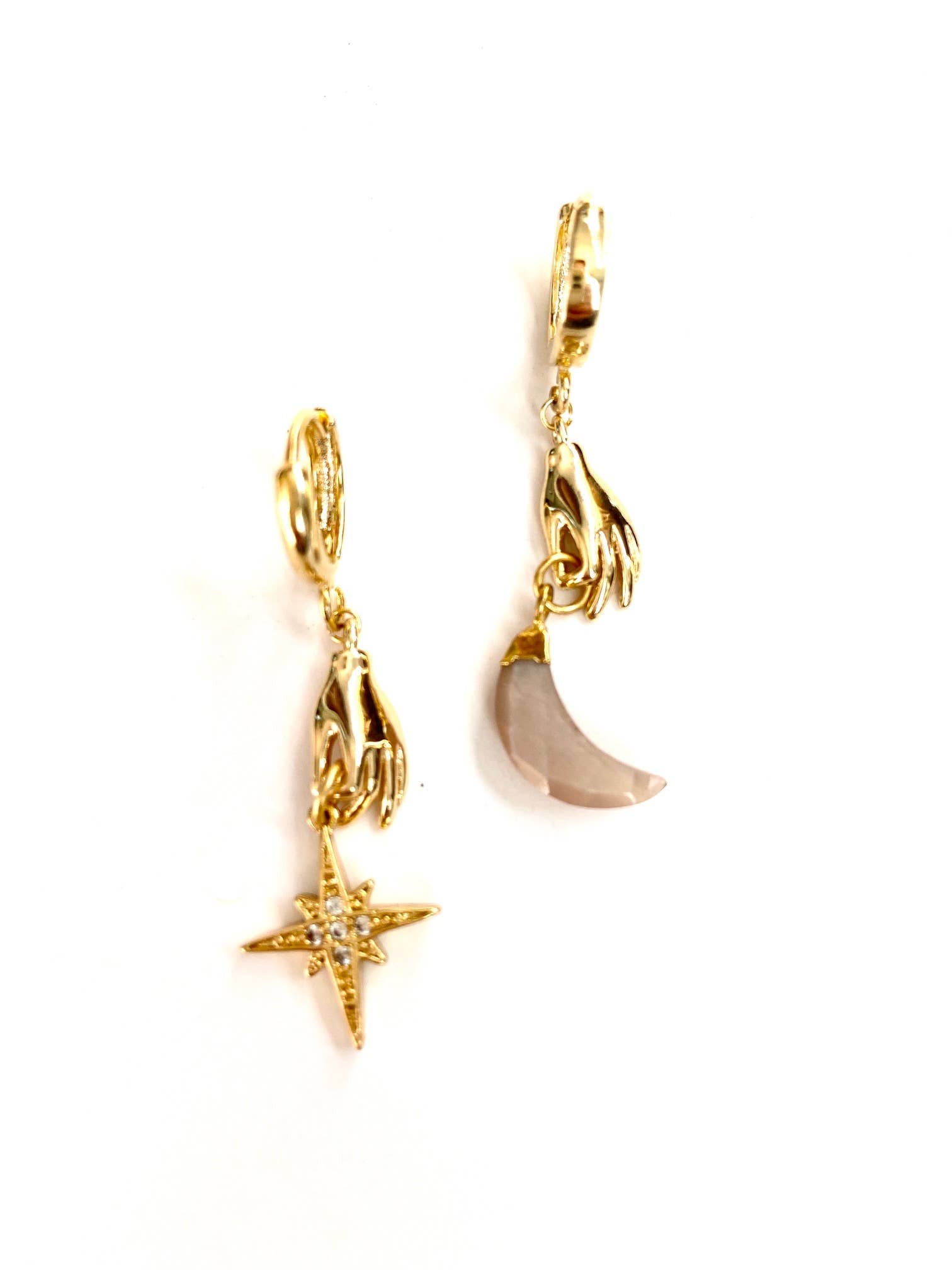 Mocha Moonstone Mismatched Earrings