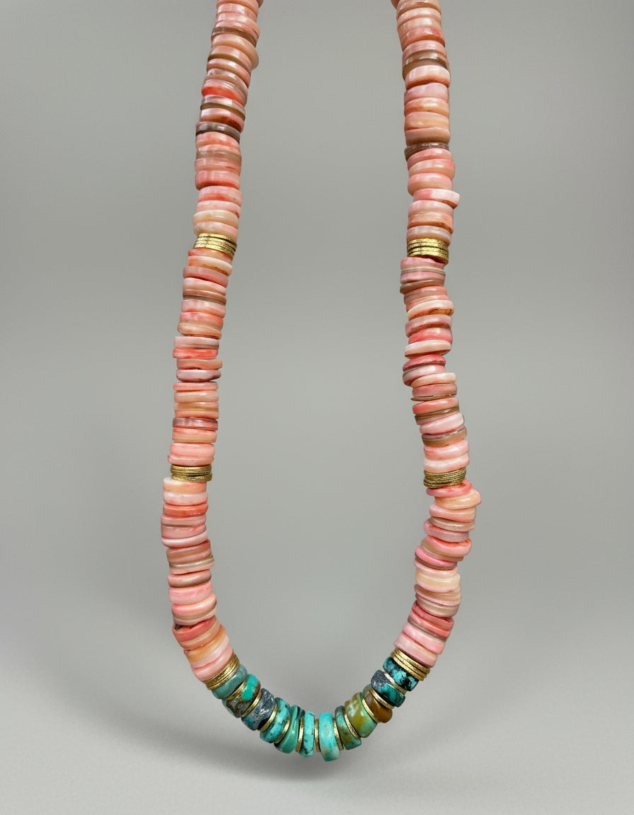 Quince and Turquoise beaded necklace