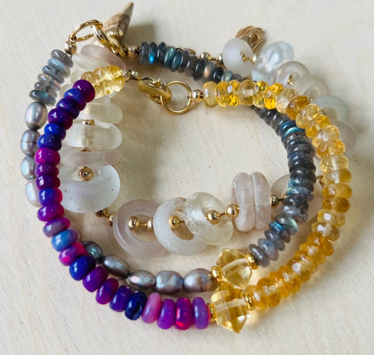 Ethiopian Purple Opal & Citrine Bracelet