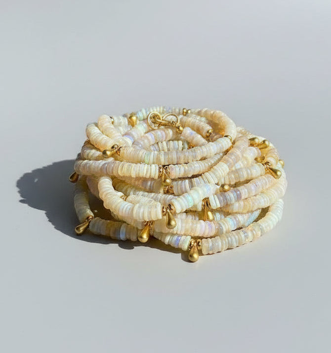 Opal bracelets with 22k gold plated beads